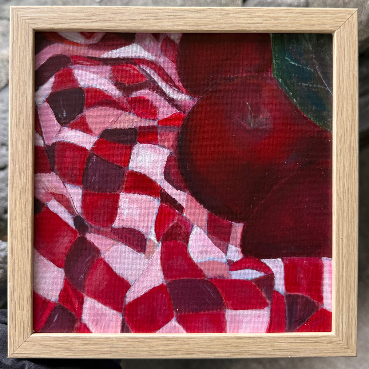 Apple Picnic, 8x8 Inch Framed Original