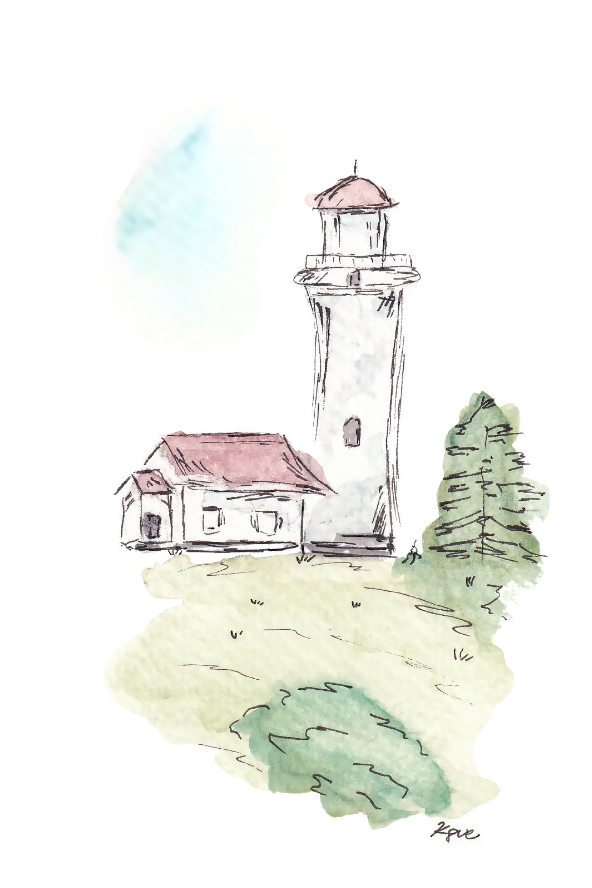 Cape Blanco State Park Watercolor Postcard