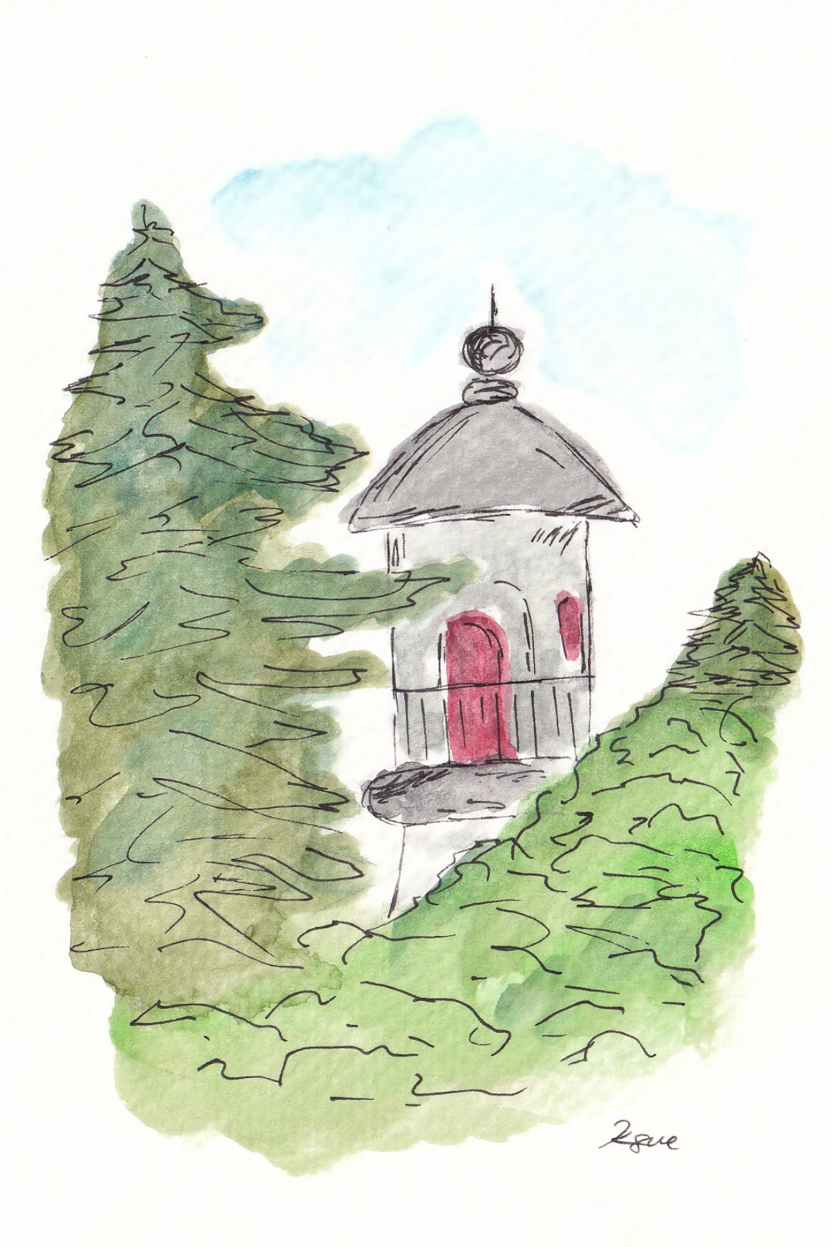 Cape Mears Lighthouse Watercolor Postcard
