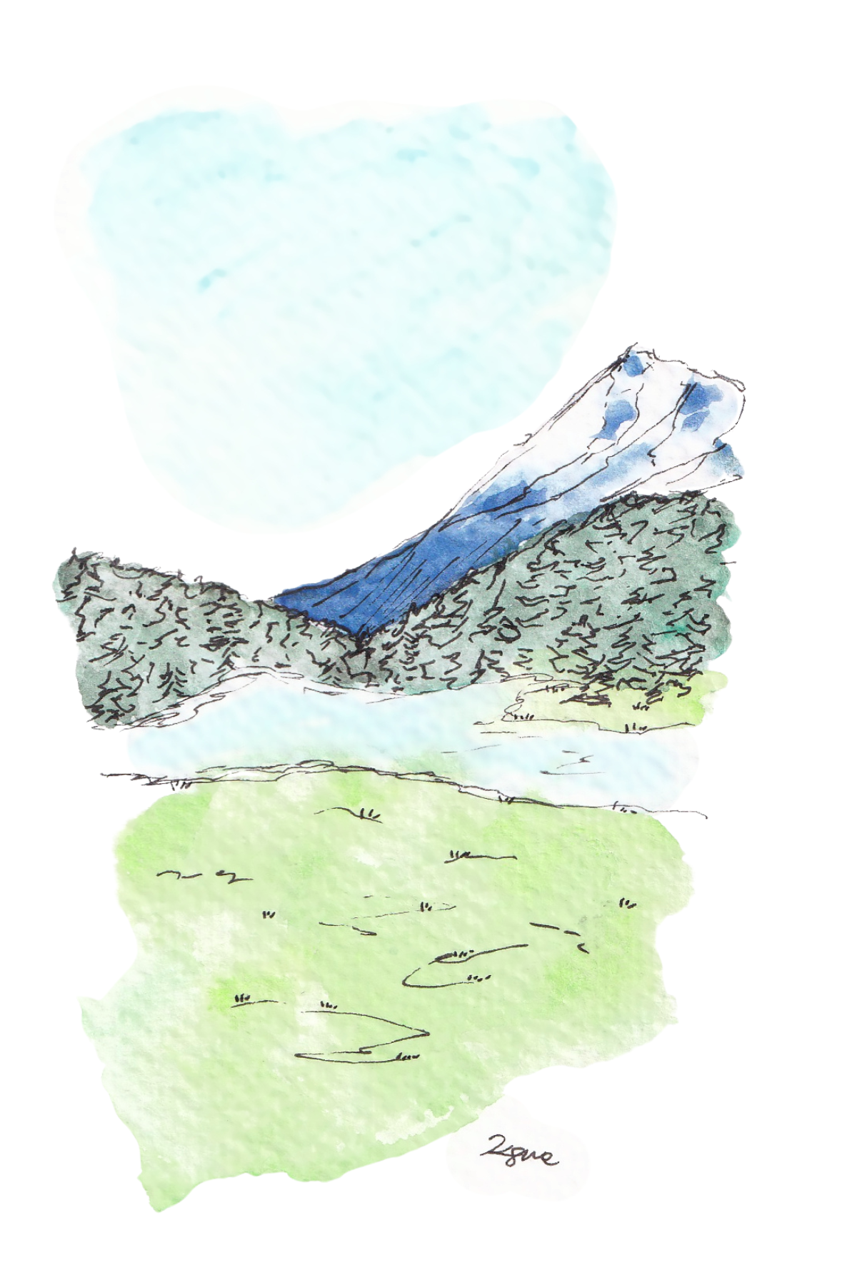 Todd Lake Watercolor Postcard